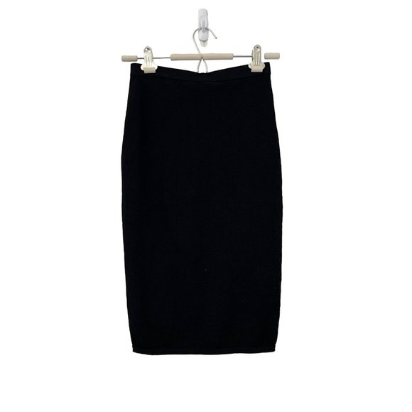Gianni Versace Womens Black Greek Key Laser Cut Knit Pencil Skirt Size 44 US 8